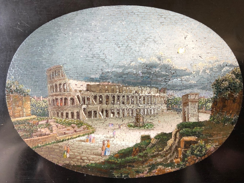 Fine C19th Italian ‘Grand Tour’ souvenir micro-mosaic marble paperweight in the manner of Domenico Moglia. View XXIII