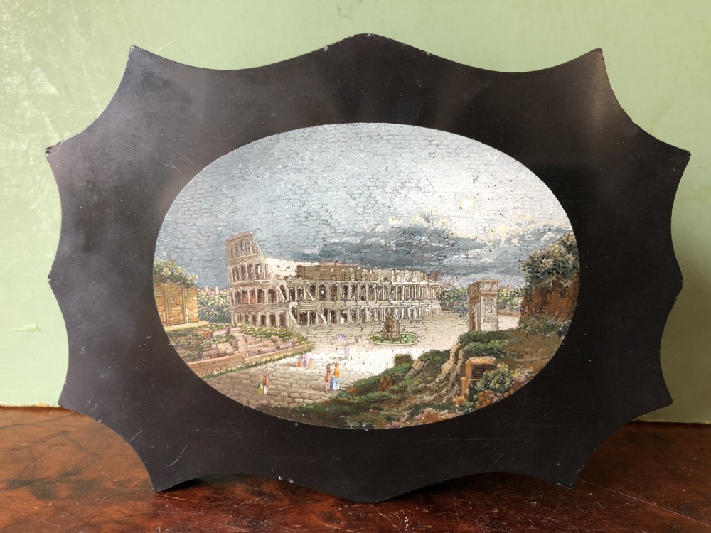 Fine C19th Italian ‘Grand Tour’ souvenir micro-mosaic marble paperweight in the manner of Domenico Moglia. View XXVI