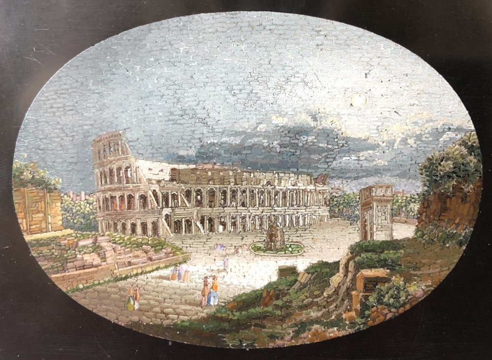 Fine C19th Italian ‘Grand Tour’ souvenir micro-mosaic marble paperweight in the manner of Domenico Moglia. View XXVII