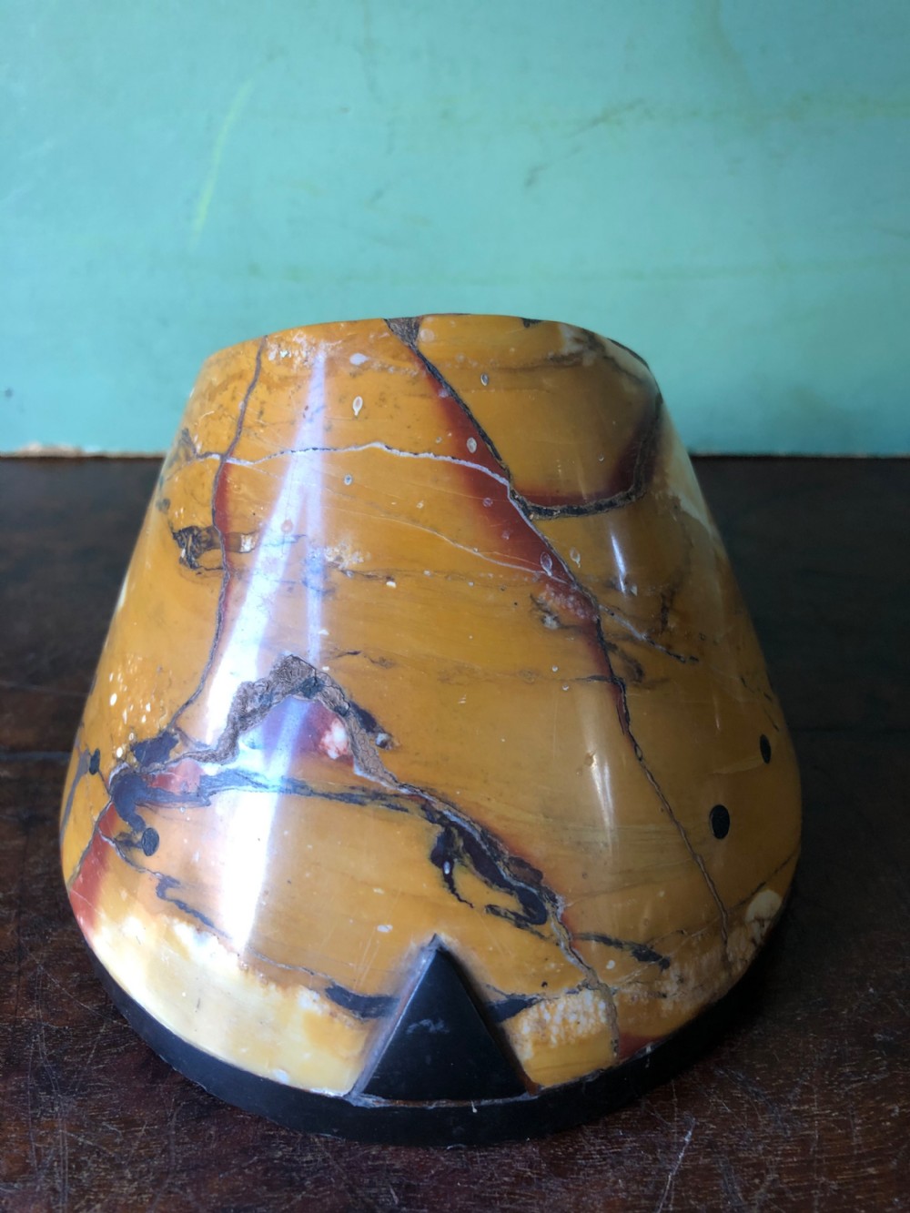 Unusual late C19th carved Italian marble desk-top paperweight of a horse’s hoof and shoe. View VI