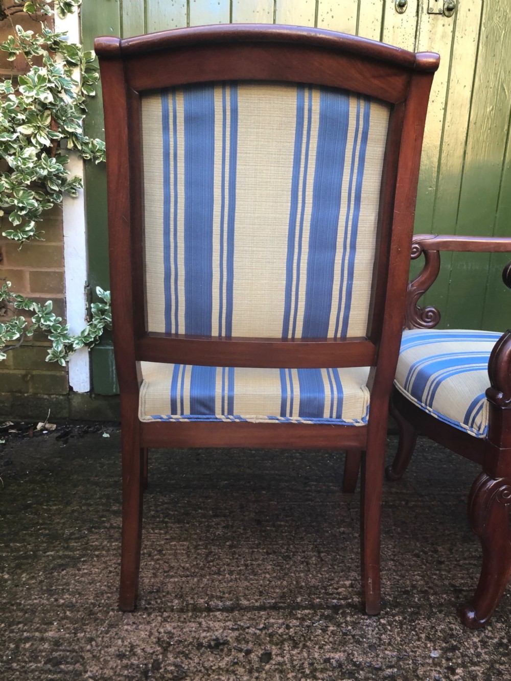 Pair of early C19th French Charles X period mahogany-framed salon armchairs. View XIII