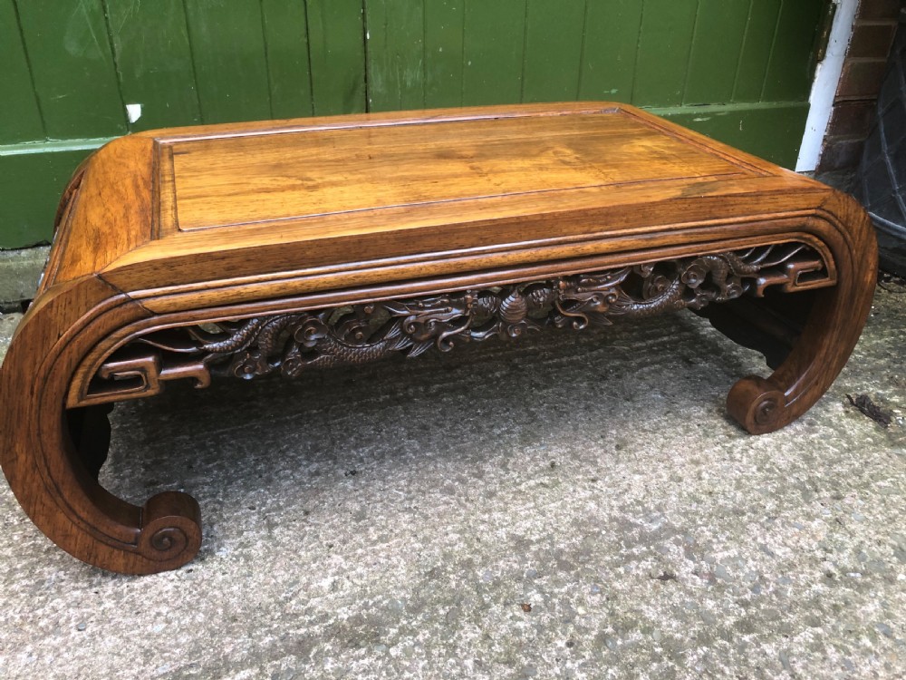 Late C19th Chinese Qing Dynasty carved hardwood low Kang or ‘opium’ table.