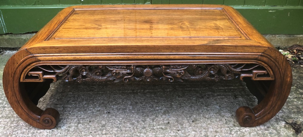 Late C19th Chinese Qing Dynasty carved hardwood low Kang or ‘opium’ table. View III