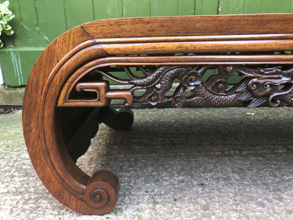 Late C19th Chinese Qing Dynasty carved hardwood low Kang or ‘opium’ table. View V