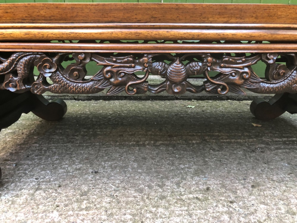 Late C19th Chinese Qing Dynasty carved hardwood low Kang or ‘opium’ table. View VI