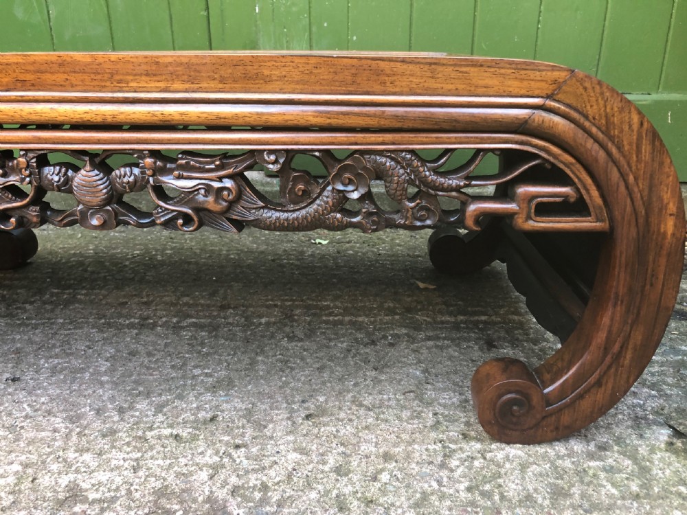 Late C19th Chinese Qing Dynasty carved hardwood low Kang or ‘opium’ table. View VII