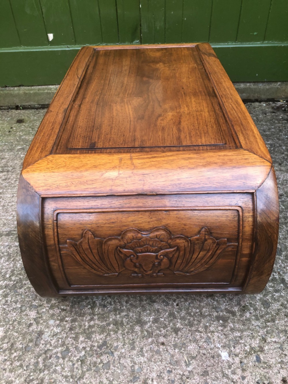 Late C19th Chinese Qing Dynasty carved hardwood low Kang or ‘opium’ table. View XI