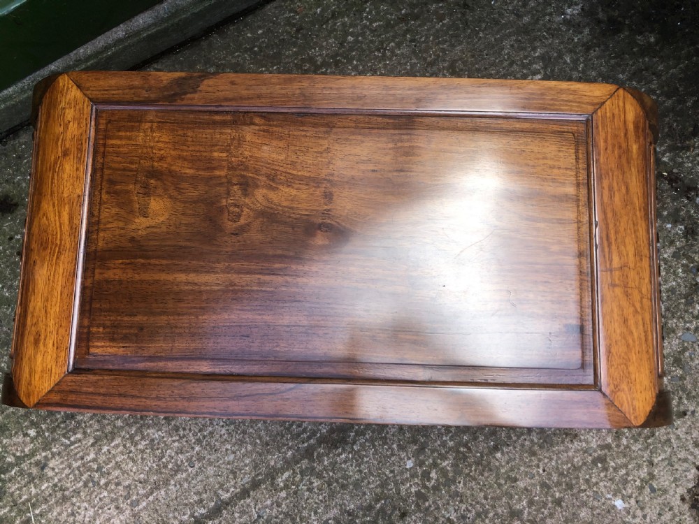 Late C19th Chinese Qing Dynasty carved hardwood low Kang or ‘opium’ table. View XV