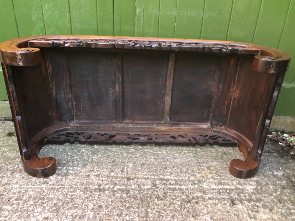 Late C19th Chinese Qing Dynasty carved hardwood low Kang or ‘opium’ table. View XIX