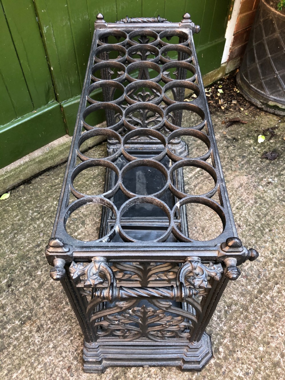 Mid C19th cast-iron country house stick or umbrella stand of gothic design. View VI