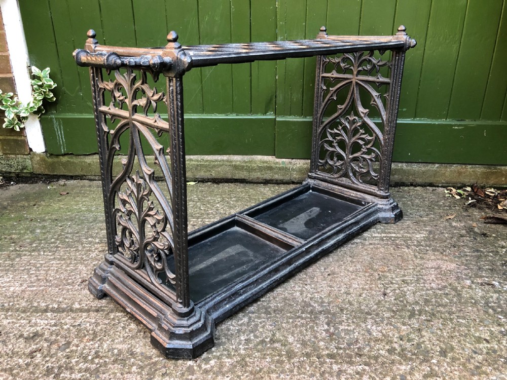 Mid C19th cast-iron country house stick or umbrella stand of gothic design. View VII