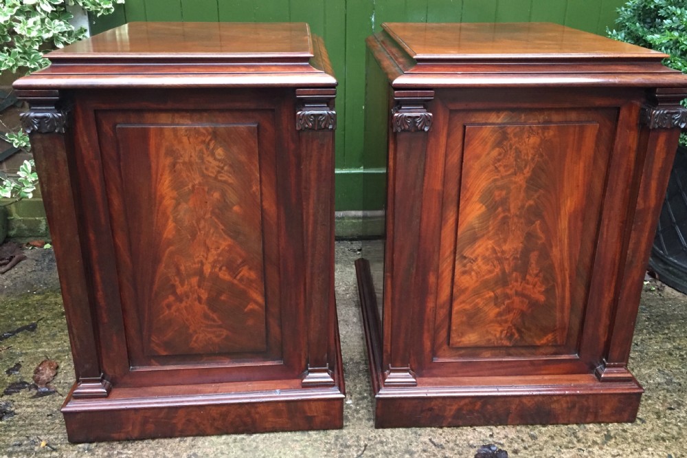 Pair of early C19th George IV period mahogany pedestal cupboards .