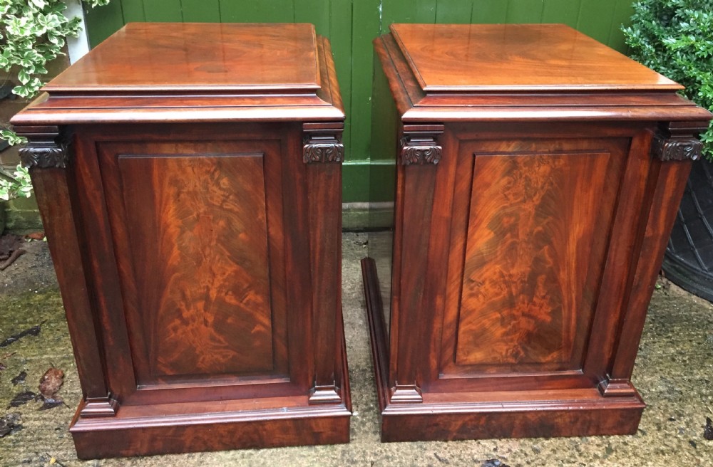 Pair of early C19th George IV period mahogany pedestal cupboards . View II