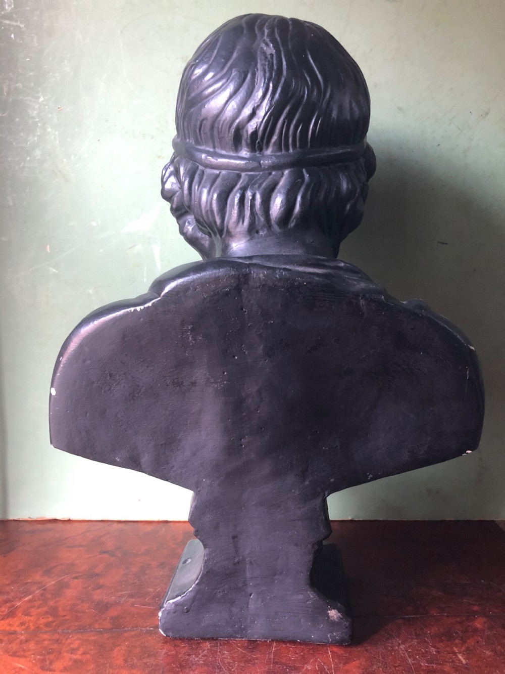 Late C19th patinated plaster library portrait bust study of the Greek classical poet , Homer . View V