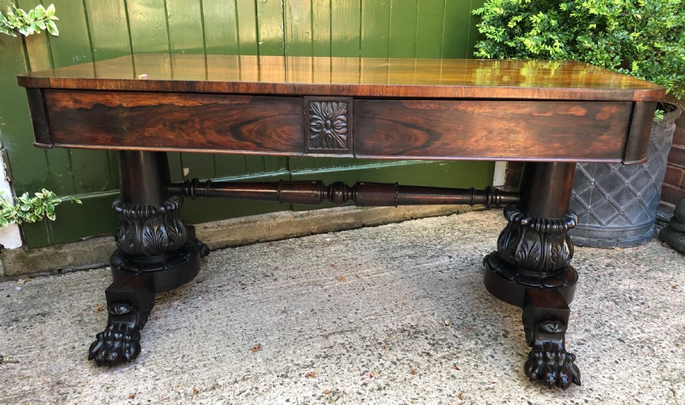 Early C19th William IV period rose library or centre table of bold design and proportions.