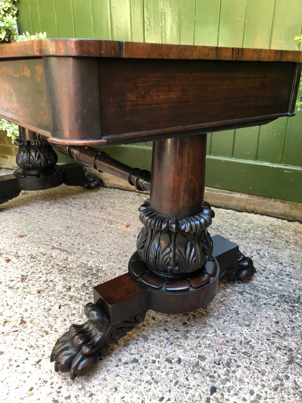 Early C19th William IV period rose library or centre table of bold design and proportions. View III
