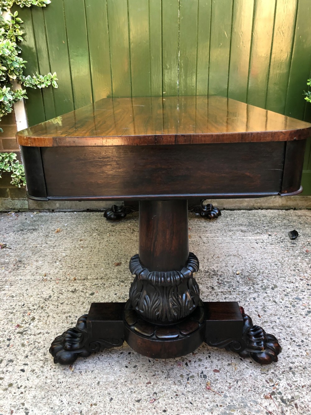Early C19th William IV period rose library or centre table of bold design and proportions. View IX