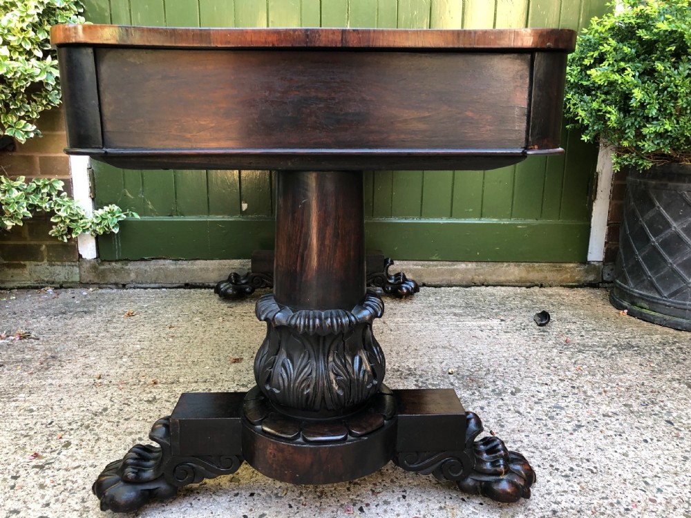 Early C19th William IV period rose library or centre table of bold design and proportions. View X