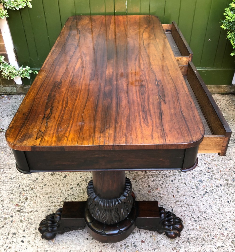Early C19th William IV period rose library or centre table of bold design and proportions. View XI