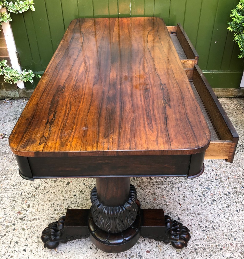 Early C19th William IV period rose library or centre table of bold design and proportions. View XII