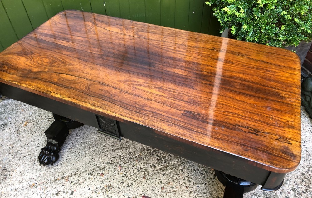 Early C19th William IV period rose library or centre table of bold design and proportions. View XVII