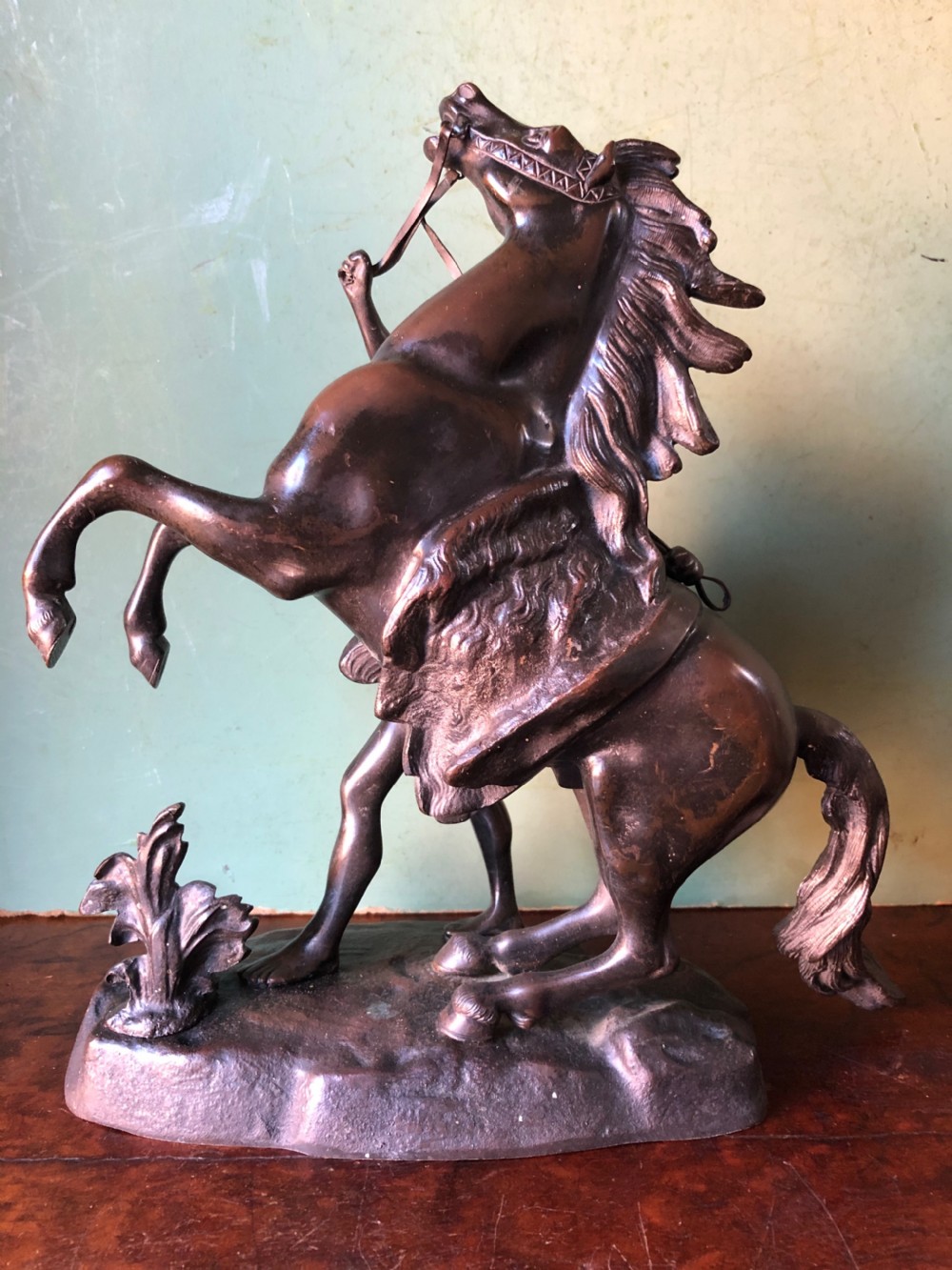Pair of mid C19th French bronze reduction sculptures of  ‘The Marly Horses’  View VII