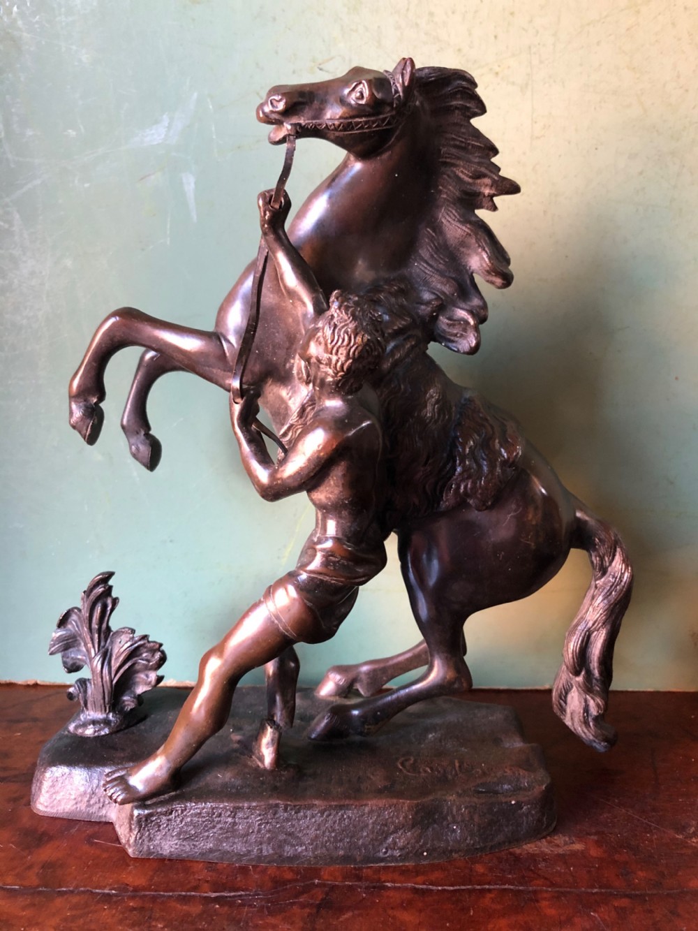 Pair of mid C19th French bronze reduction sculptures of  ‘The Marly Horses’  View VIII