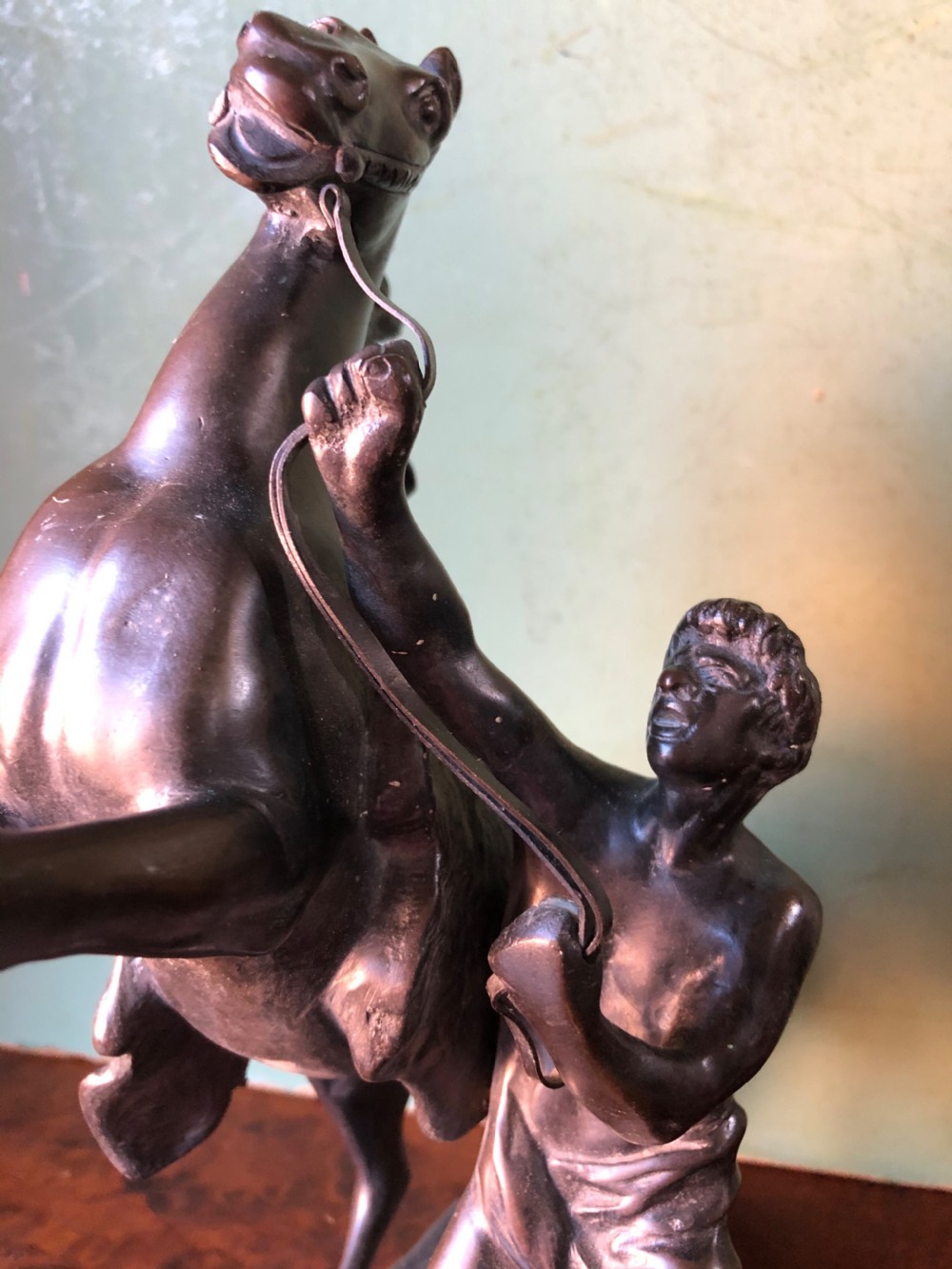 Pair of mid C19th French bronze reduction sculptures of  ‘The Marly Horses’  View IX