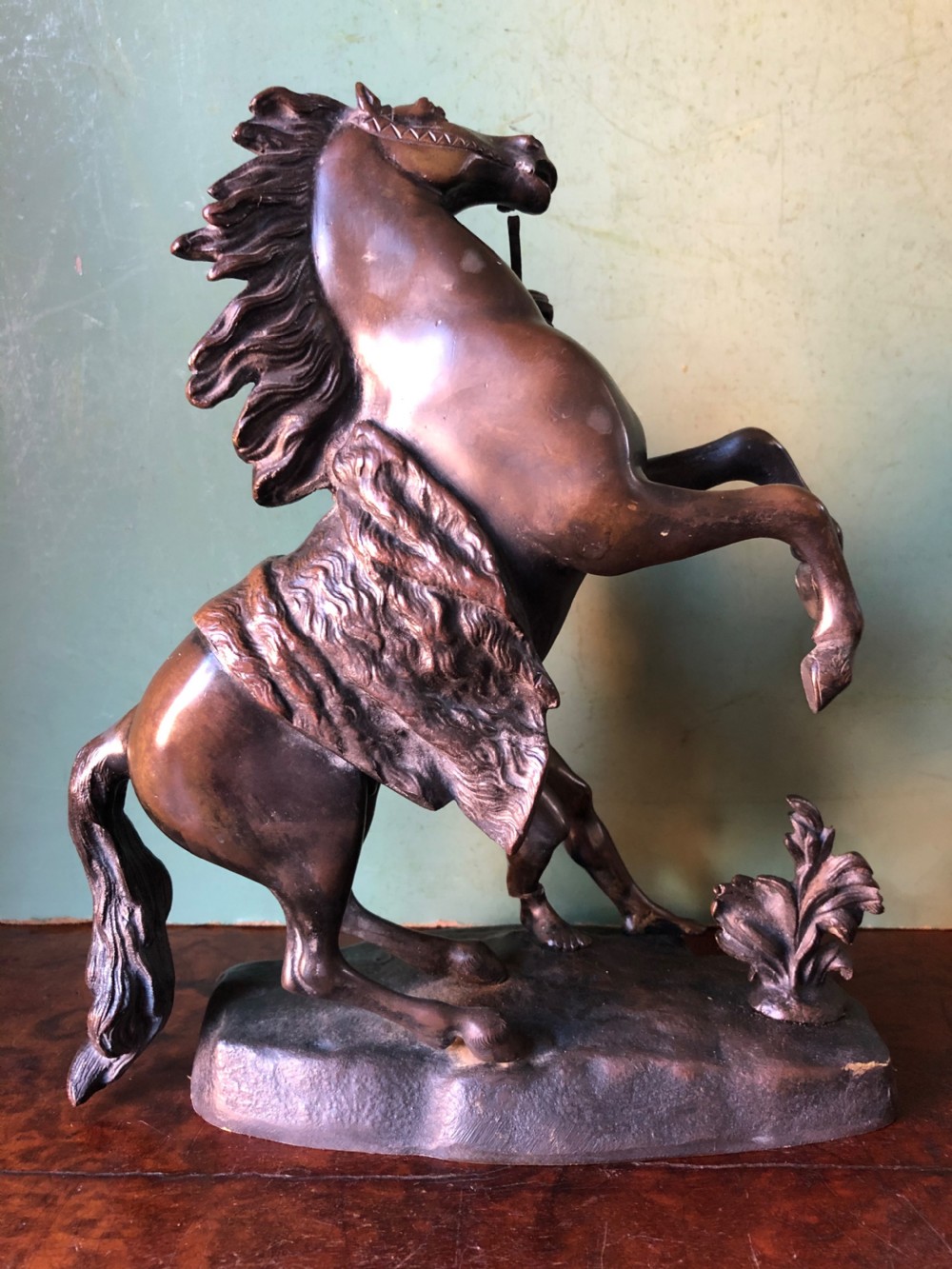 Pair of mid C19th French bronze reduction sculptures of  ‘The Marly Horses’  View X