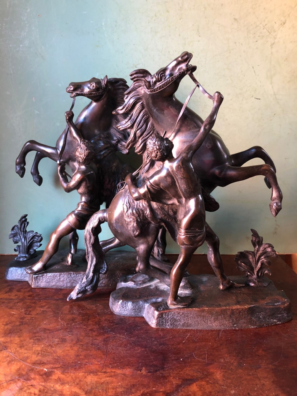 Pair of mid C19th French bronze reduction sculptures of  ‘The Marly Horses’  View XIV