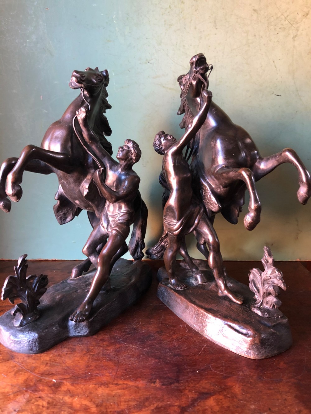 Pair of mid C19th French bronze reduction sculptures of  ‘The Marly Horses’  View XV