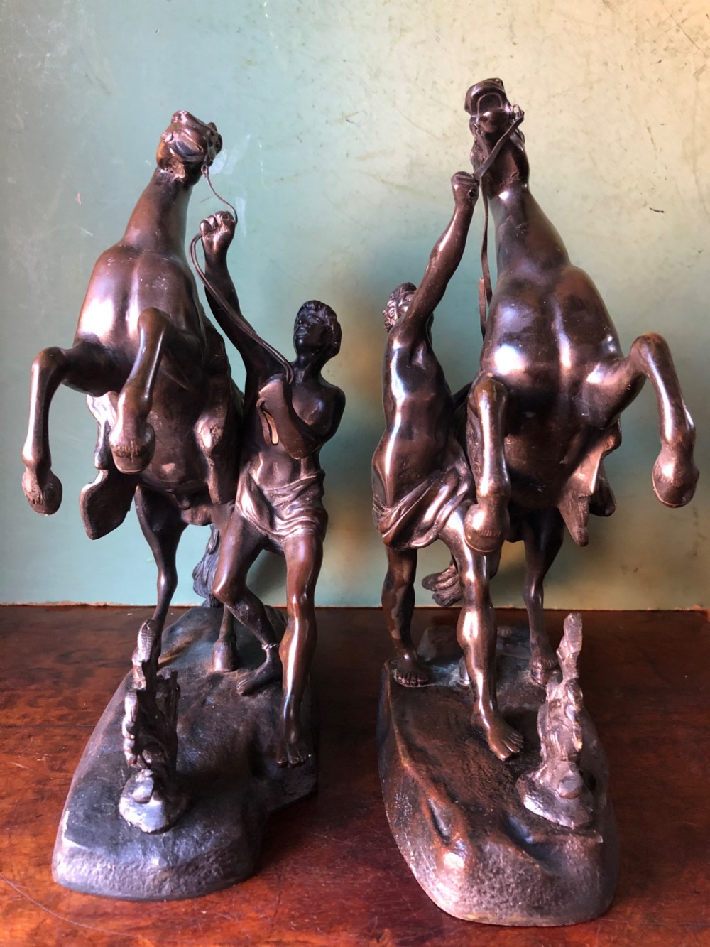 Pair of mid C19th French bronze reduction sculptures of  ‘The Marly Horses’  View XVII