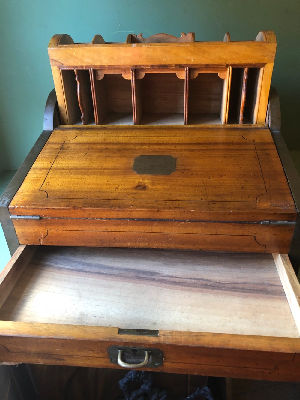 C19th Chinese Export trade camphor wood brass-bound military campaign writing box . View IV