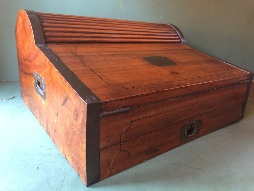 C19th Chinese Export trade camphor wood brass-bound military campaign writing box . View XIV
