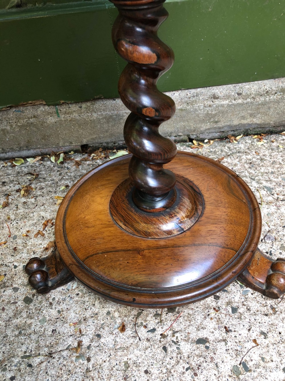 Mid C19th Victorian period circular rosewood 2-tier spindle-galleried occasional or wine table . View III