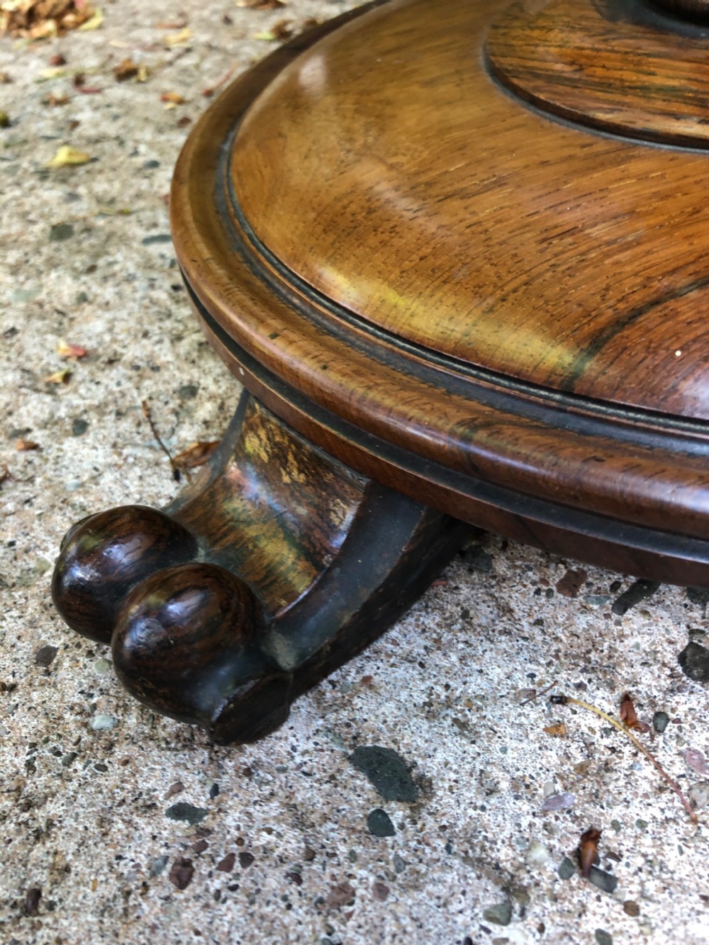 Mid C19th Victorian period circular rosewood 2-tier spindle-galleried occasional or wine table . View VII