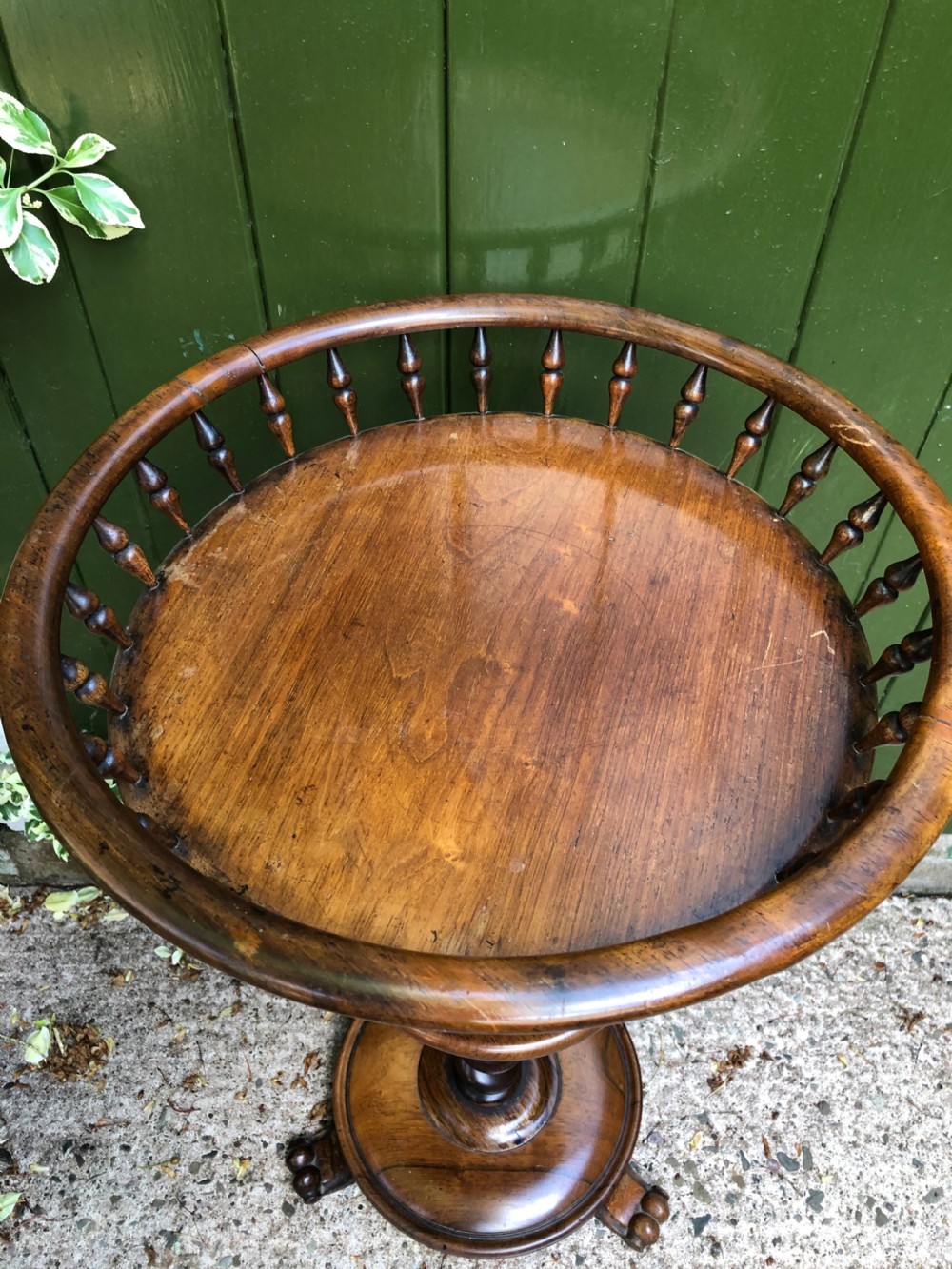 Mid C19th Victorian period circular rosewood 2-tier spindle-galleried occasional or wine table . View VIII
