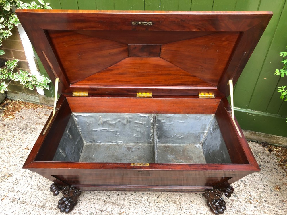 Early C19th Regency period mahogany sarcophagus wine cooler by Wilkinson, London. View X