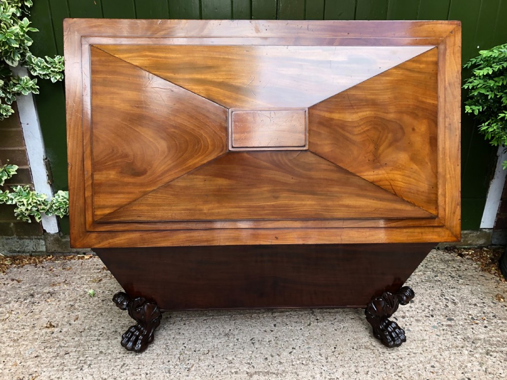 Early C19th Regency period mahogany sarcophagus wine cooler by Wilkinson, London. View XXII