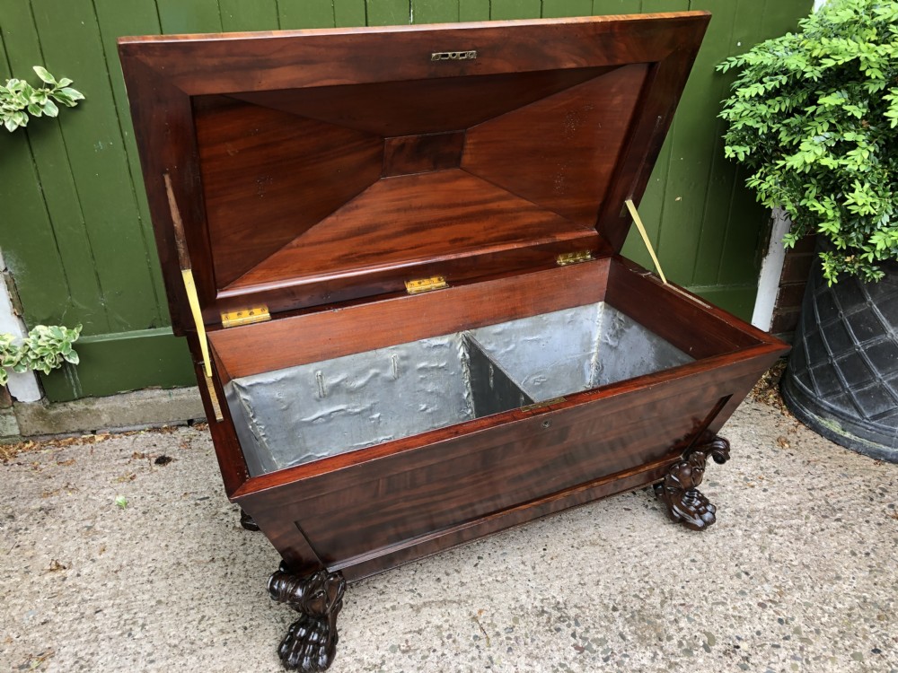 Early C19th Regency period mahogany sarcophagus wine cooler by Wilkinson, London. View XXIX