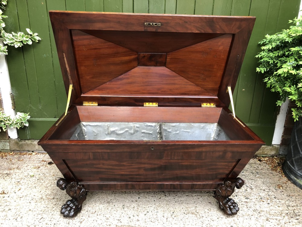 Early C19th Regency period mahogany sarcophagus wine cooler by Wilkinson, London. View XXX