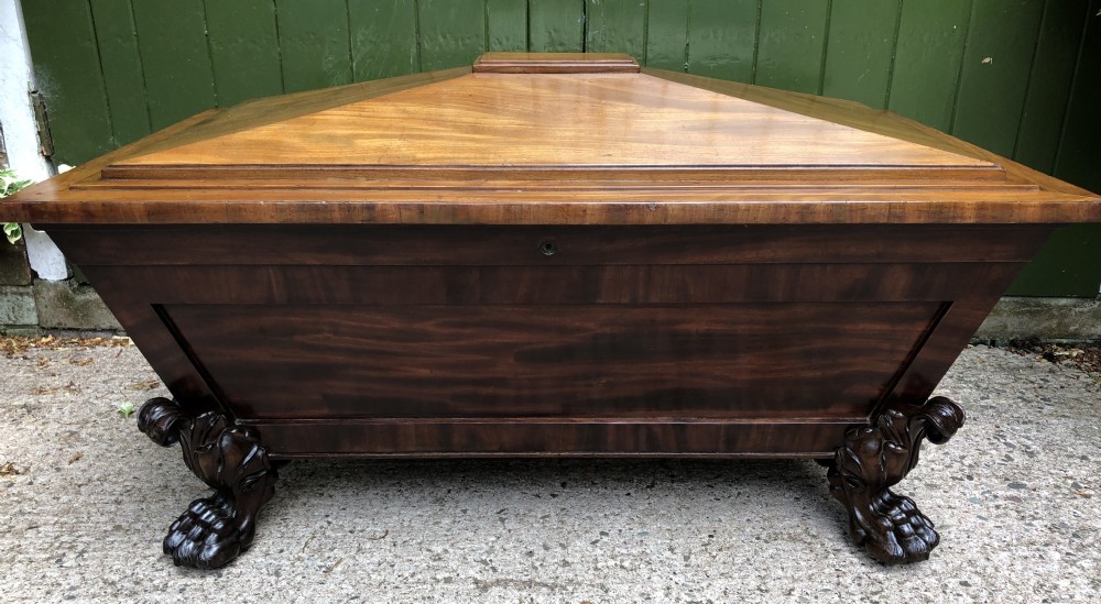 Early C19th Regency period mahogany sarcophagus wine cooler by Wilkinson, London.