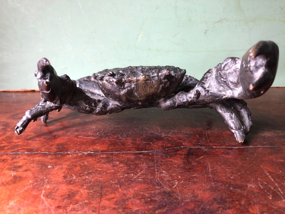 C19th Northern Italian bronze life-size naturalistic study of a crab . View II