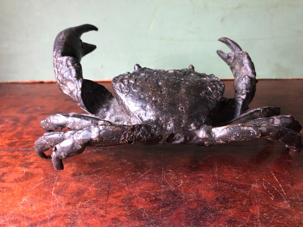 C19th Northern Italian bronze life-size naturalistic study of a crab . View V