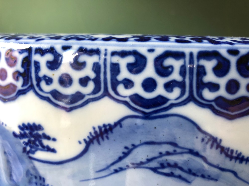 Large late C19th Japanese Meiji period porcelain jardiniere or fish-bowl . View XIII