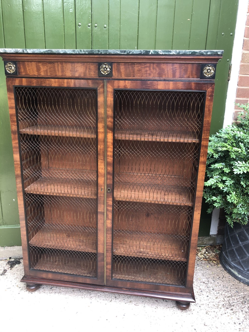 Early C19th George IV period mahogany floor-standing 2-door bookcase . View XIII
