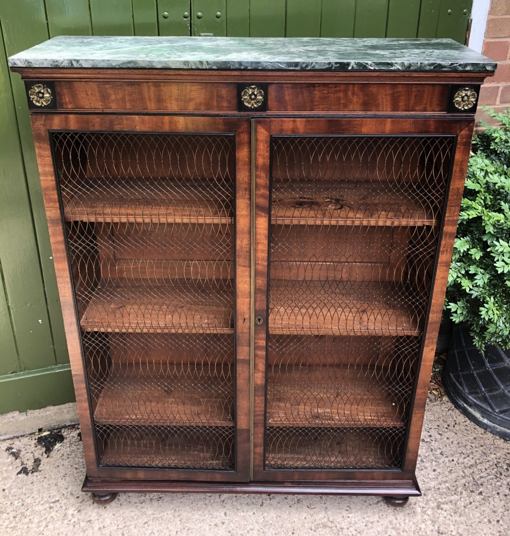 Early C19th George IV period mahogany floor-standing 2-door bookcase . View II