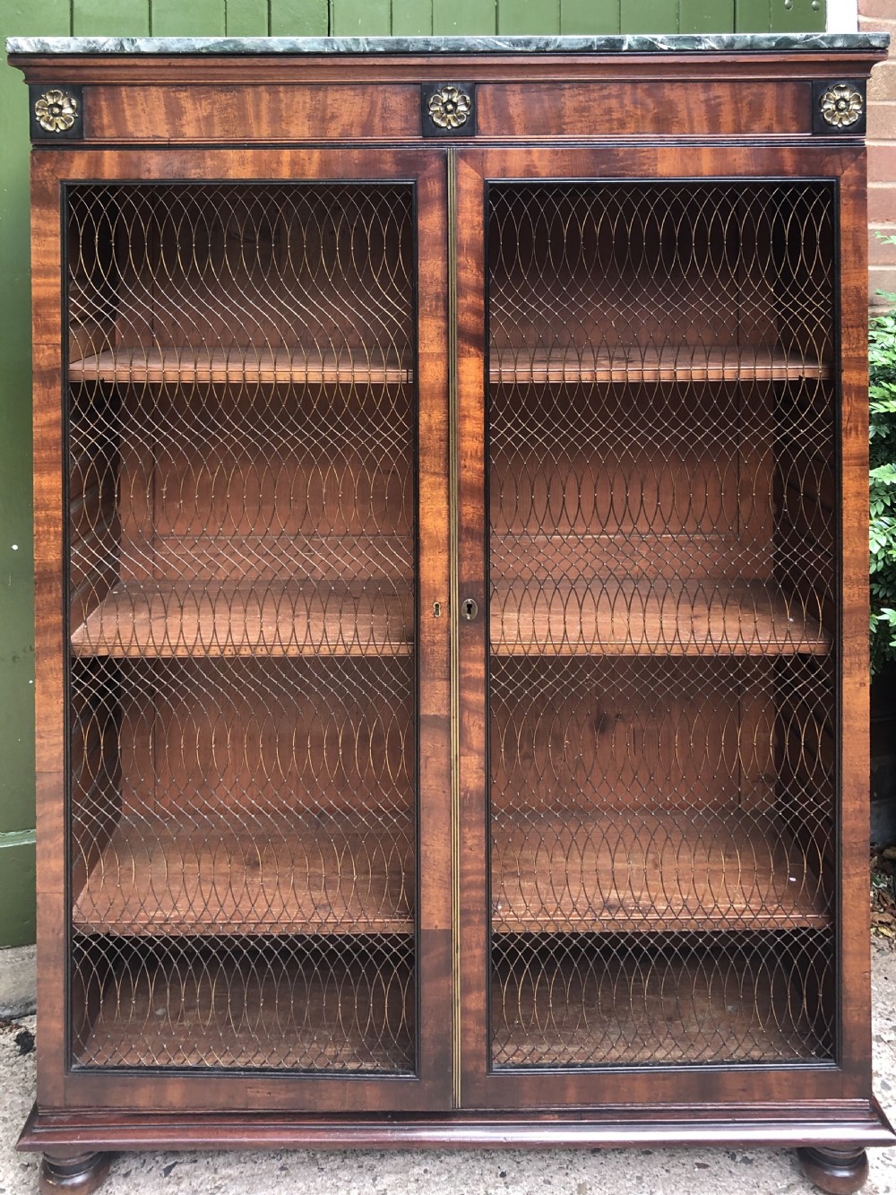 Early C19th George IV period mahogany floor-standing 2-door bookcase . View V