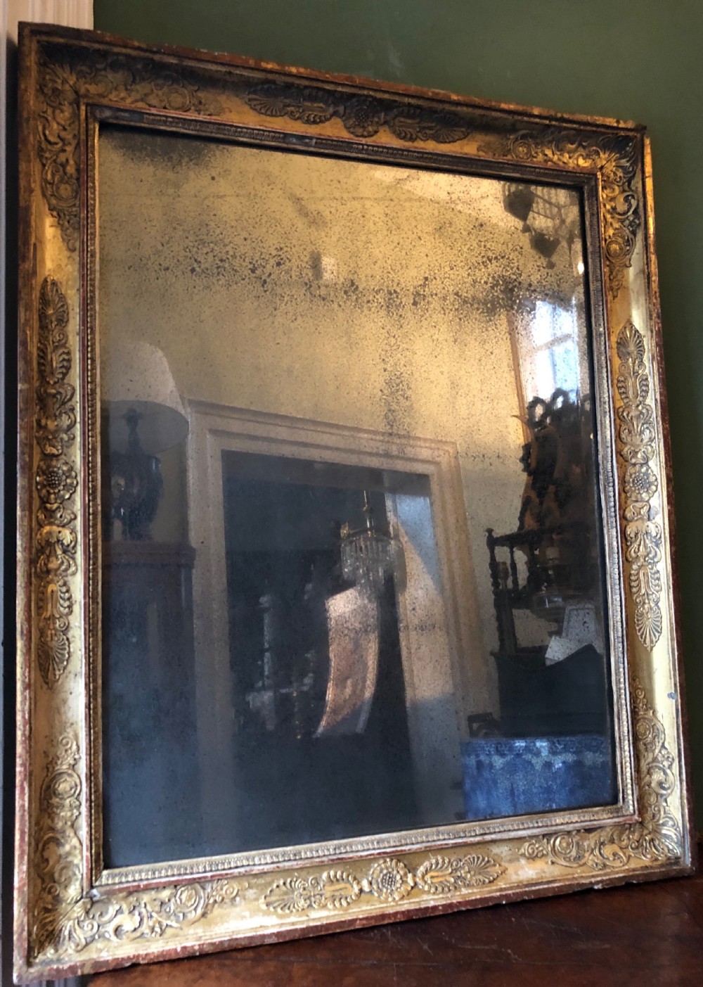 Early C19th French Empire style gilt framed mirror . View X