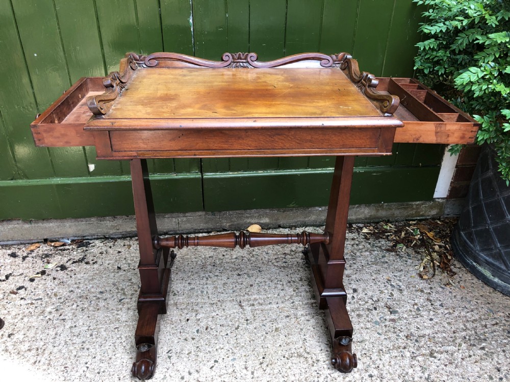 Early C19th George IV period mahogany writing or drawing table of Gillows design  View III